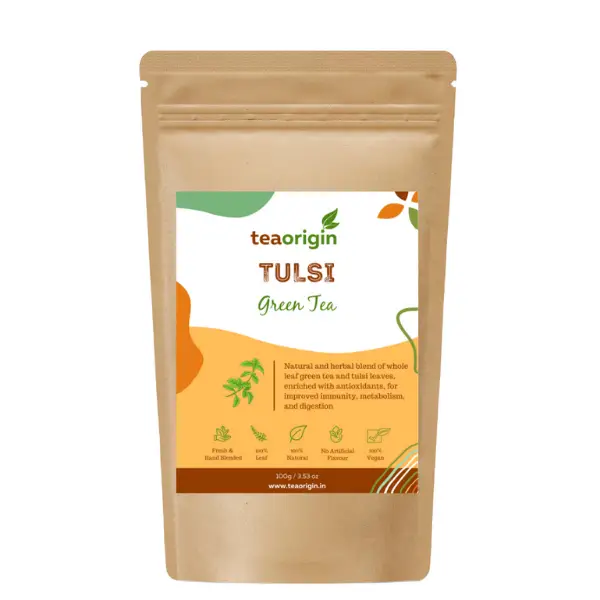 Tulsi Green Tea, 100% Natural Ingredients, 100gm, Serves 50+ Cups