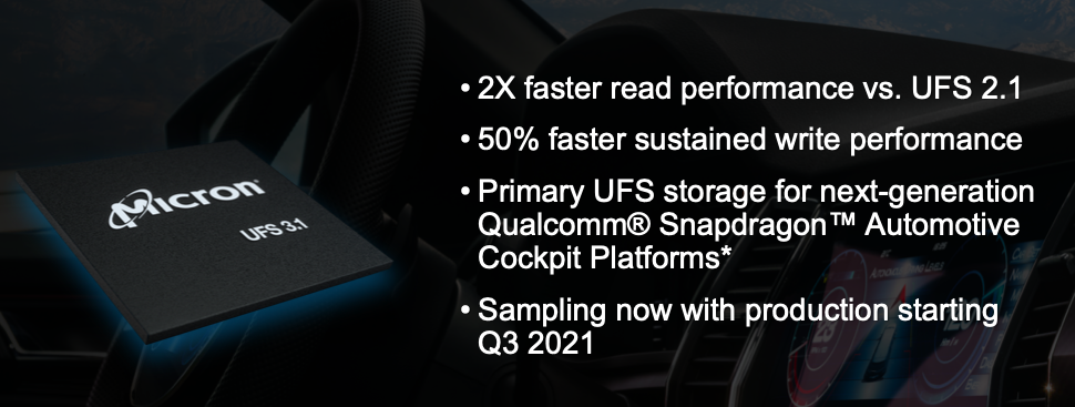 美光今年Q3投產首款車用通用快閃記憶體UFS 3.1解決方案