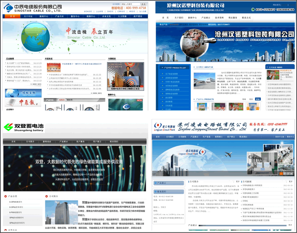 典型模板型企業網站