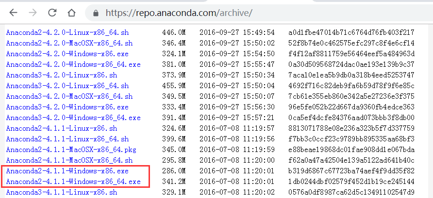 Anaconda歷史版本下載