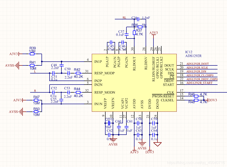 ADS1292R部分原理圖設計