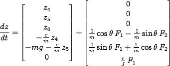 PVTOL state space dynamics