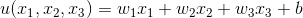 u(x_1, x_2, x_3) = w_1x_1+w_2x_2+w_3x_3+b