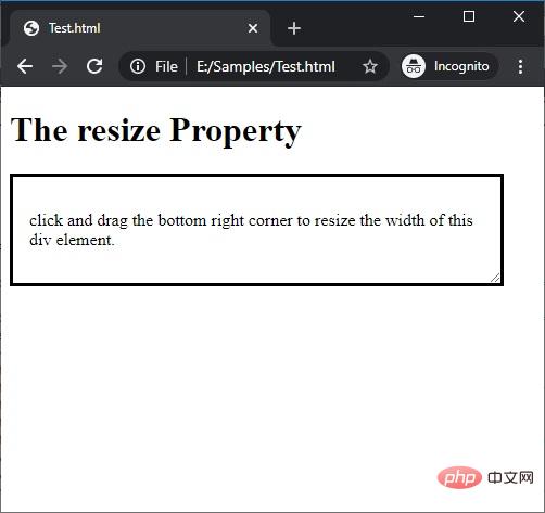 CSS | resize Property | Example 4