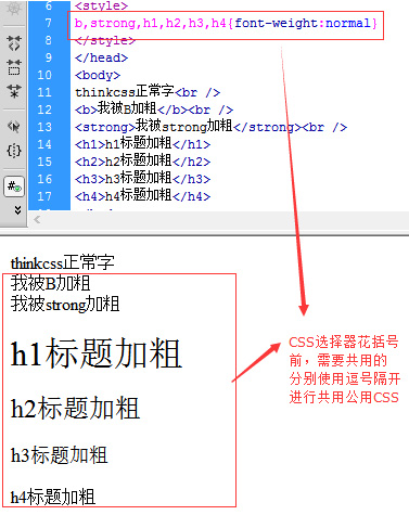 共用CSS方法，節約程式碼地取消這些常用HTML粗體效果