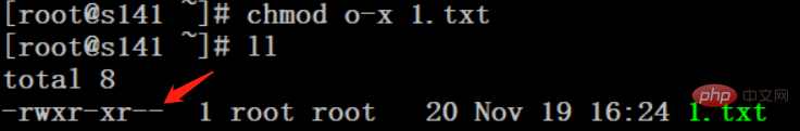 chmod o-x 1.txt