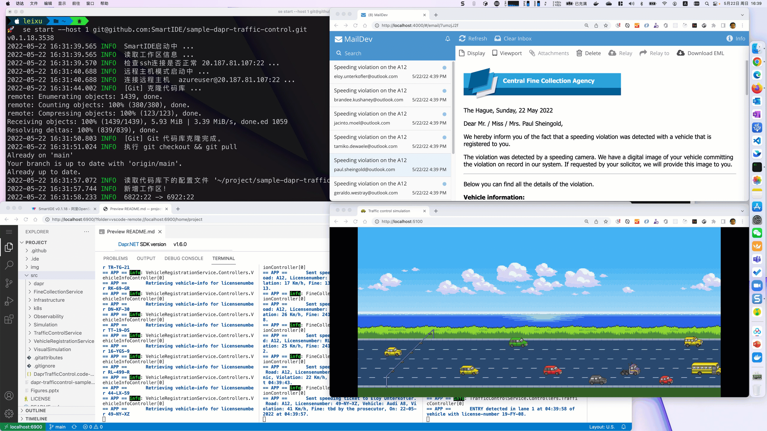 Dapr Traffice Control Sample