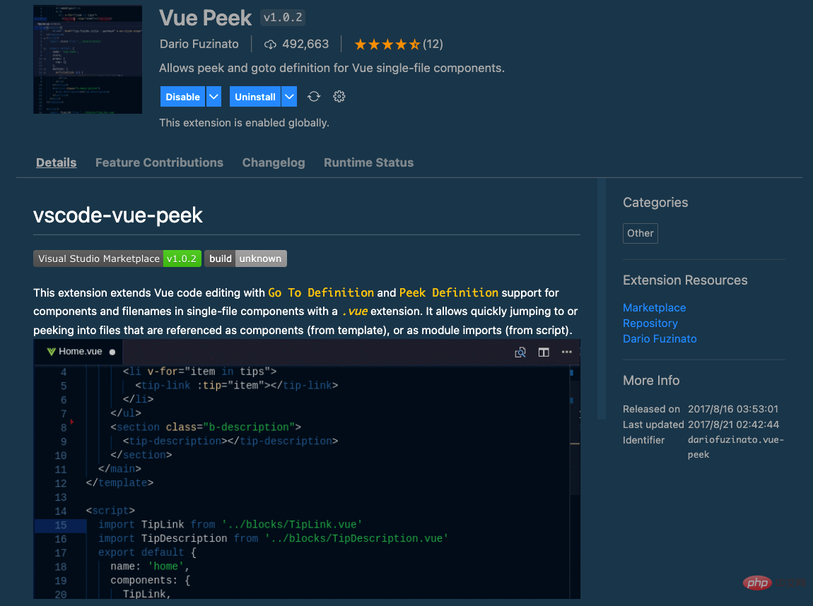 Vue Peek