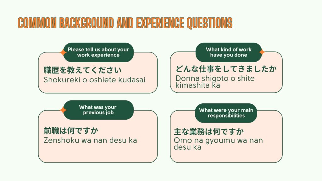 career steps in japan - background experiences questions