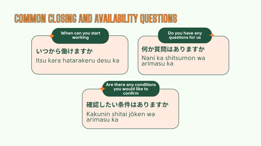 career steps in japan - closing questions