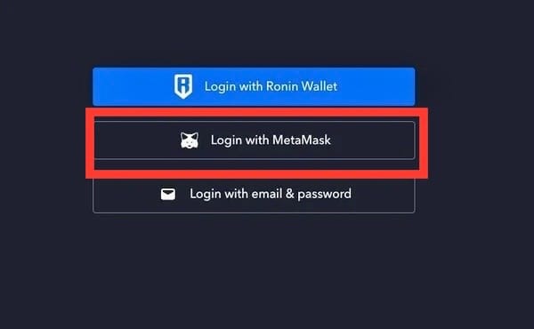AxieInfinityログイン画面