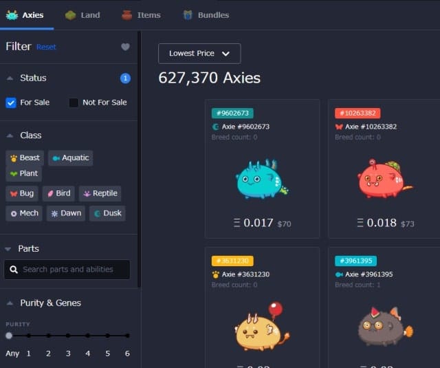 公式マーケットのアクシー