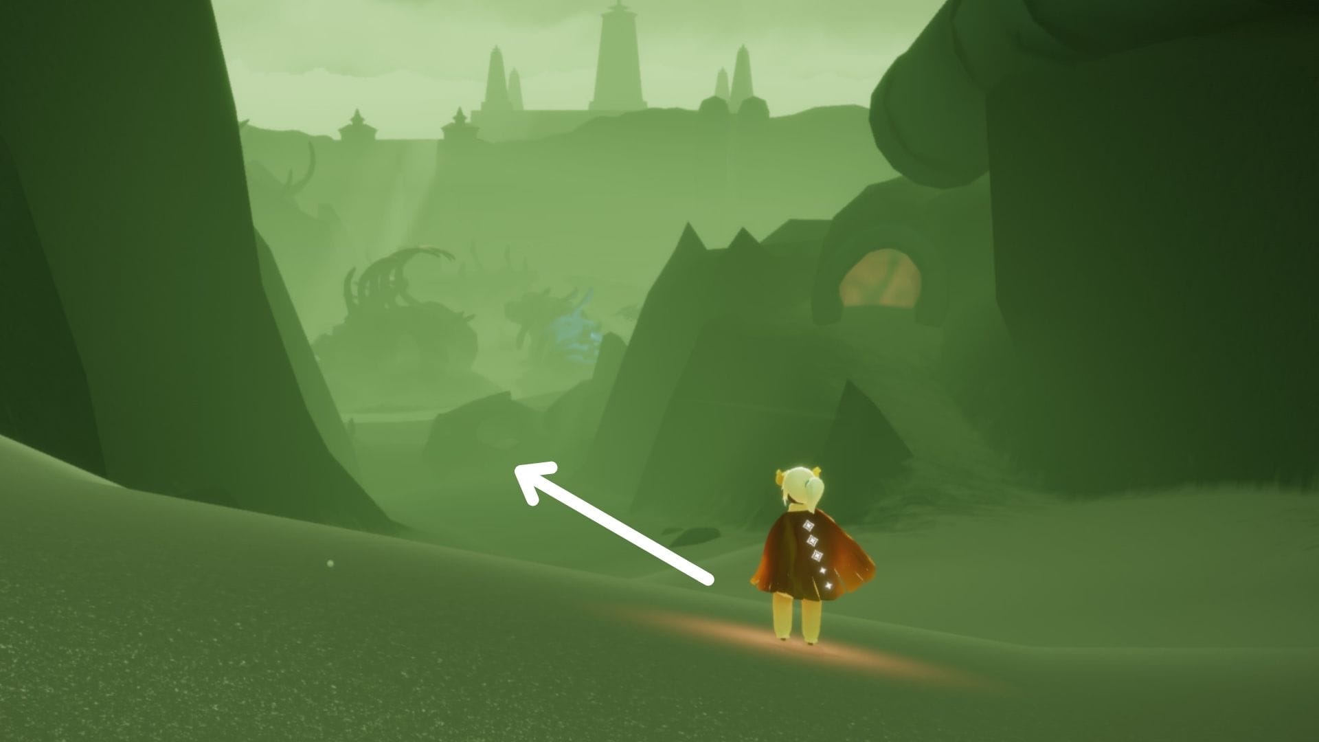 建物を抜けたら左側の道へ進みましょう。