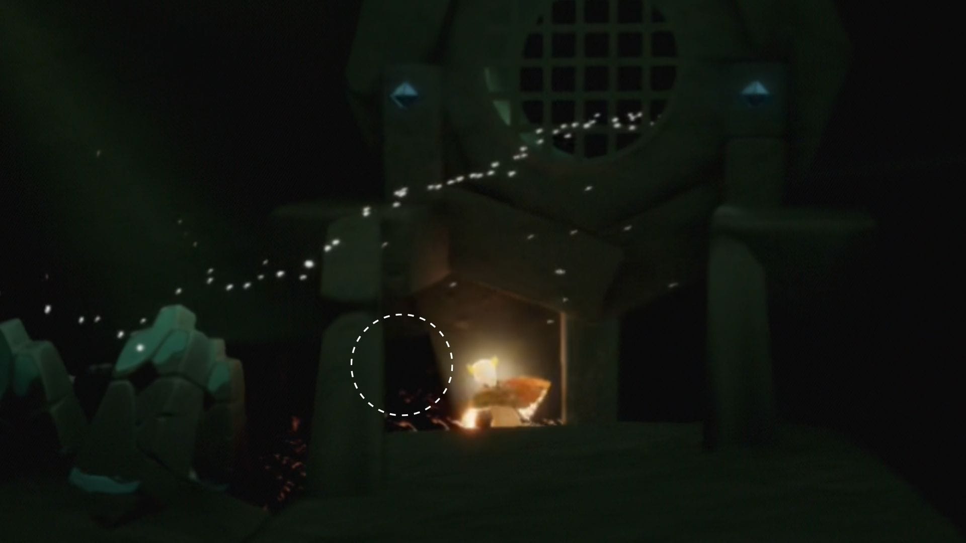 扉の下に穴が開いているため、くぐって通り抜けましょう。1