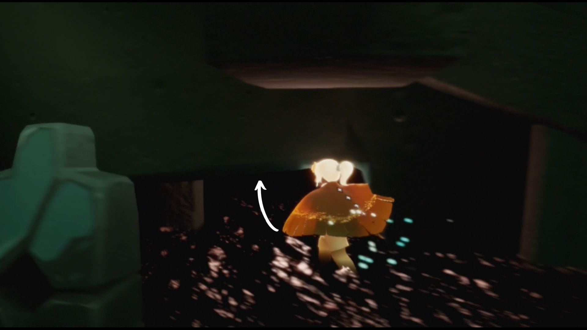 扉の下に穴が開いているため、くぐって通り抜けましょう。2