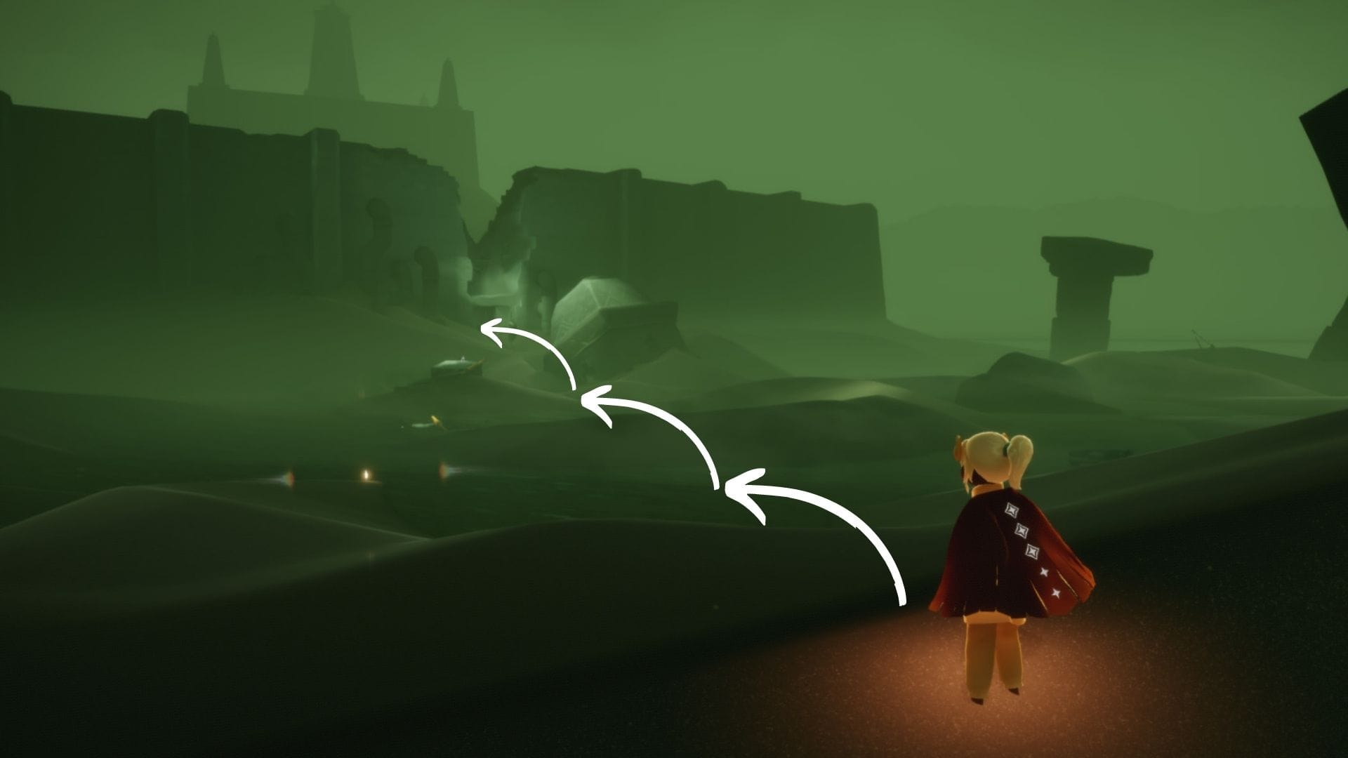 捨てられた地に入ったら城壁を目指して進みます。1