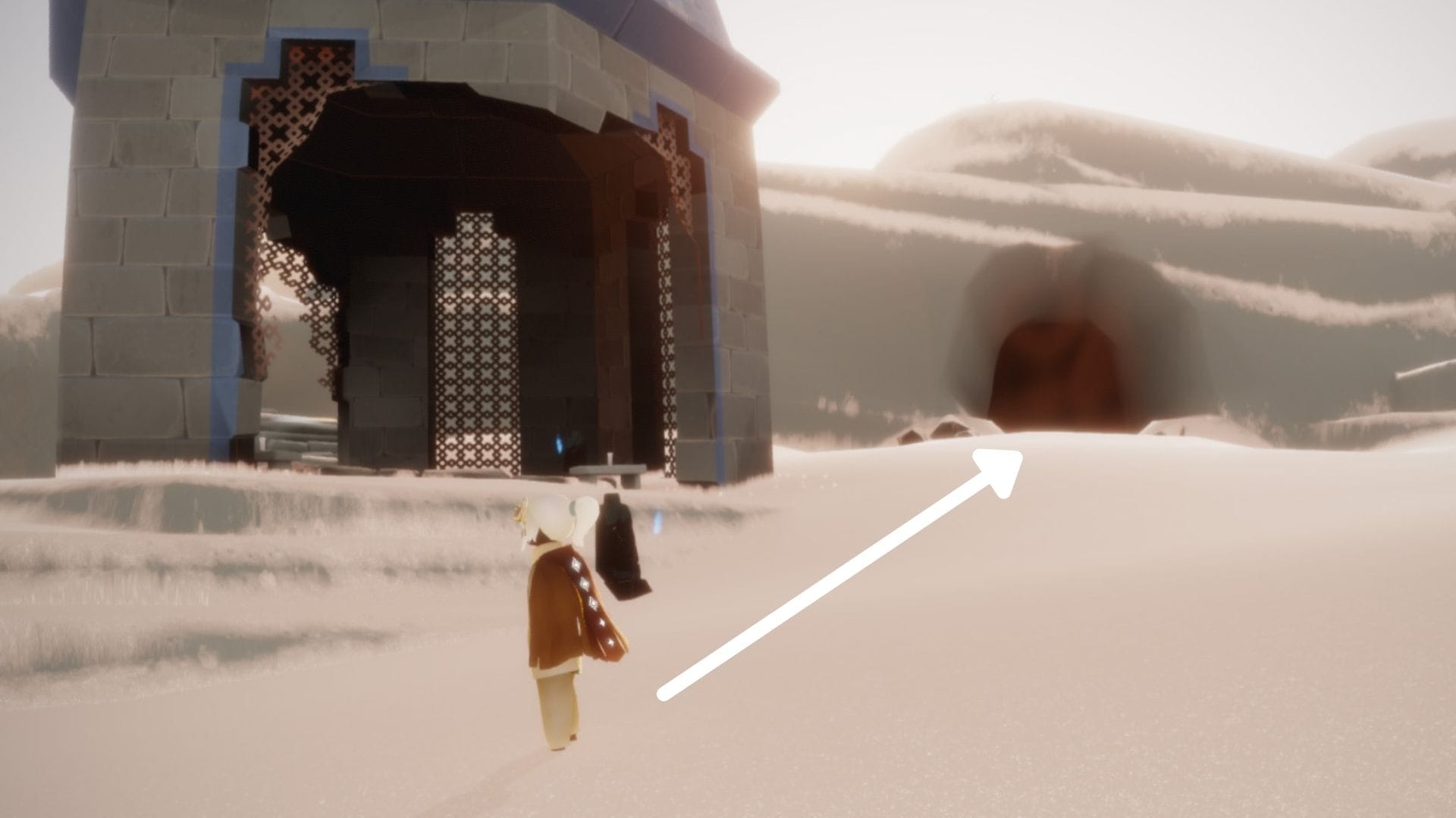 右方向にある洞窟を抜けて