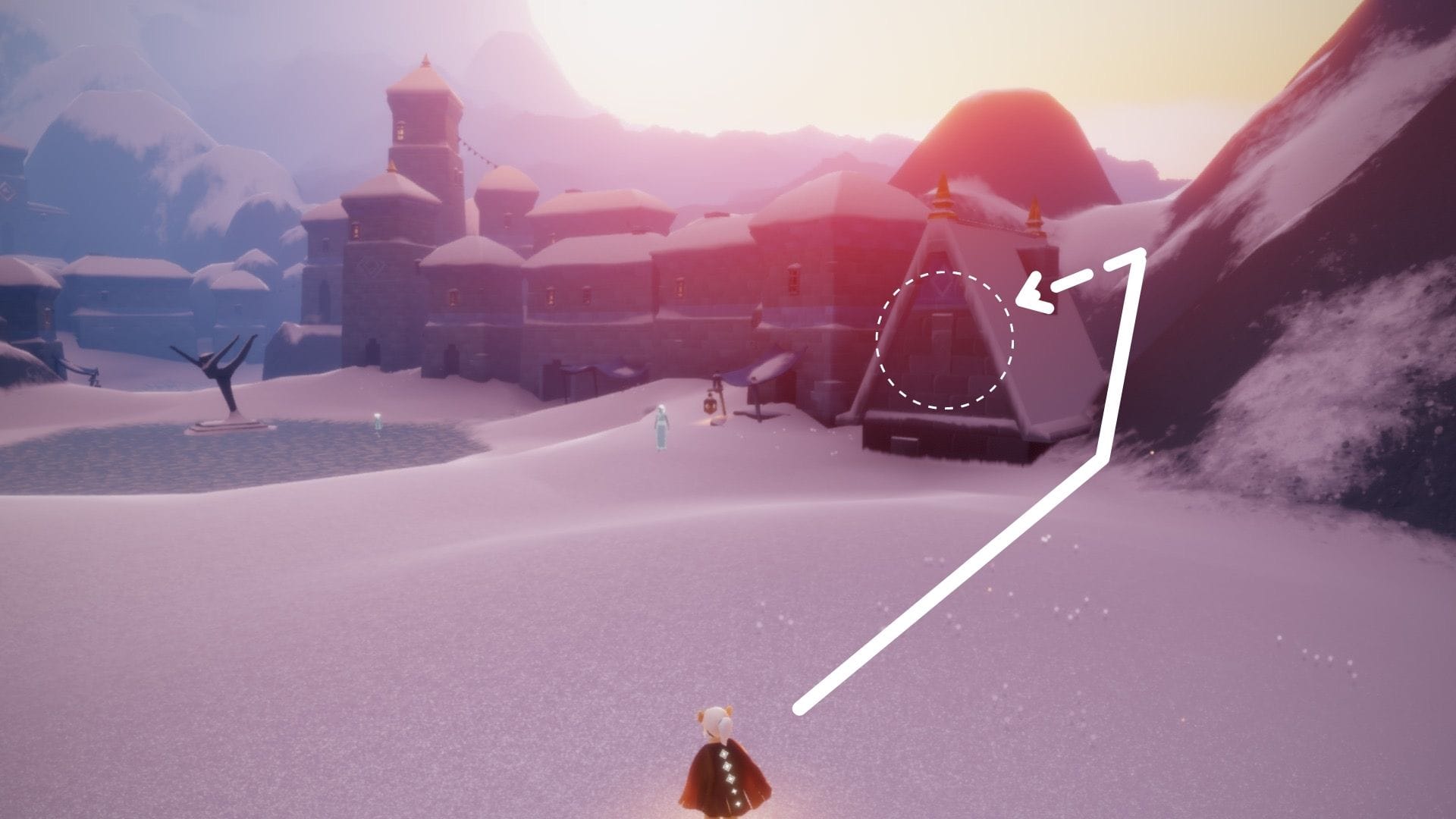 夢見の町に着いたらスケートリンクの右手にある、家の後ろに回ります。