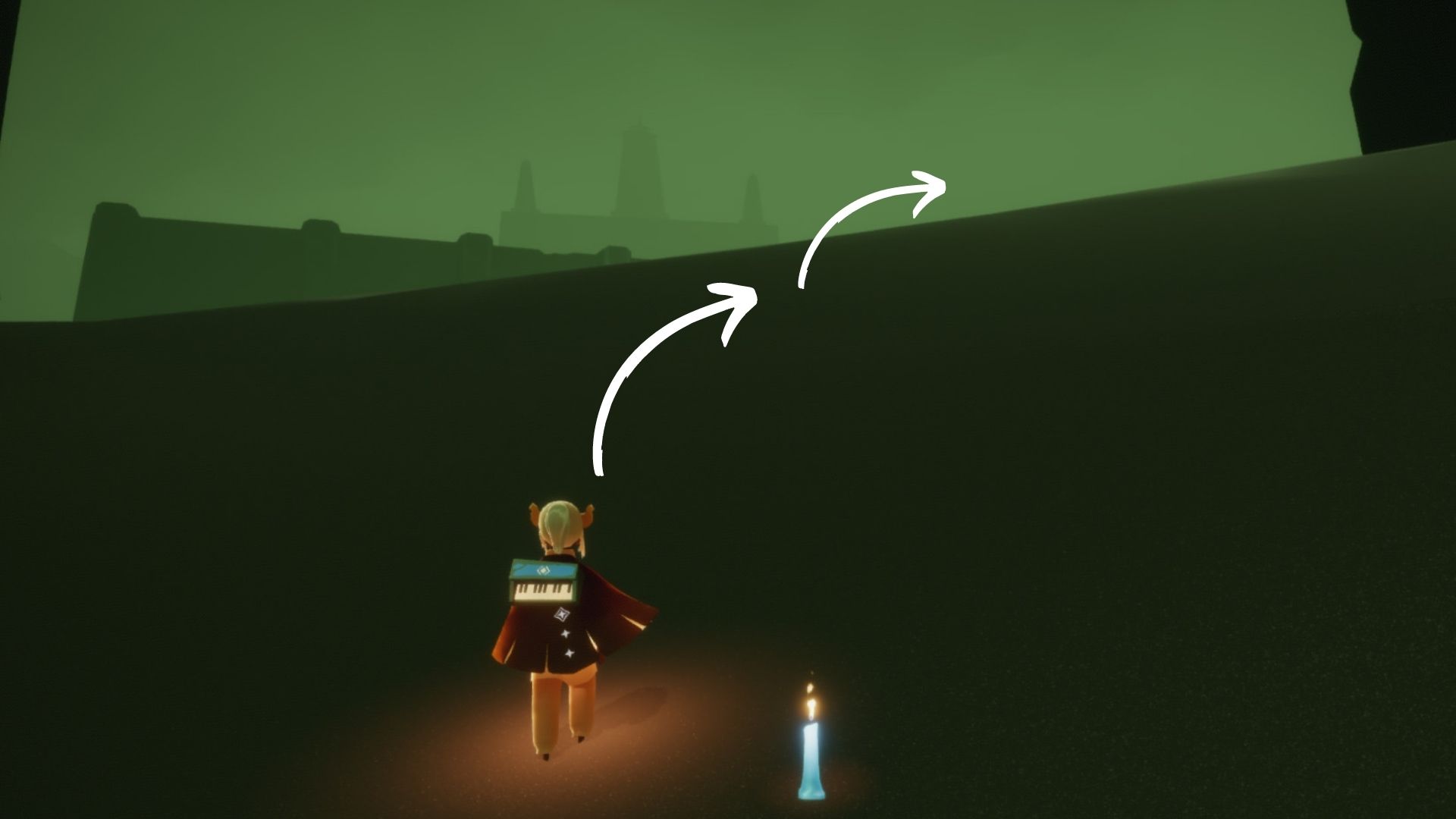 砂丘を左へ進みます。（忘れられた方舟の方向）