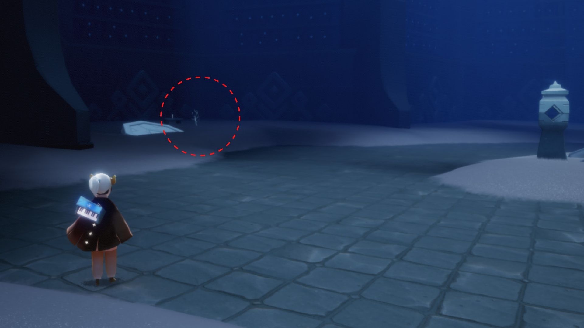 左側の壁際に、若木が設置されています。