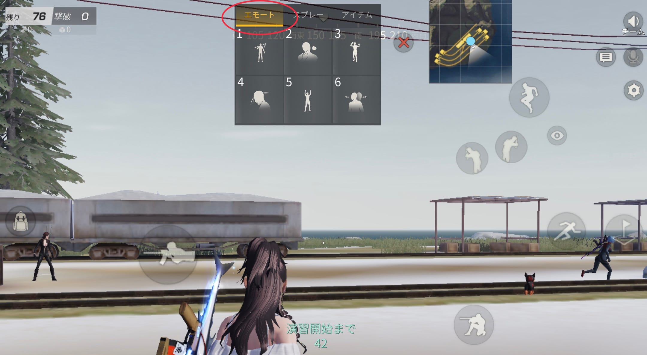 エモートをタップ