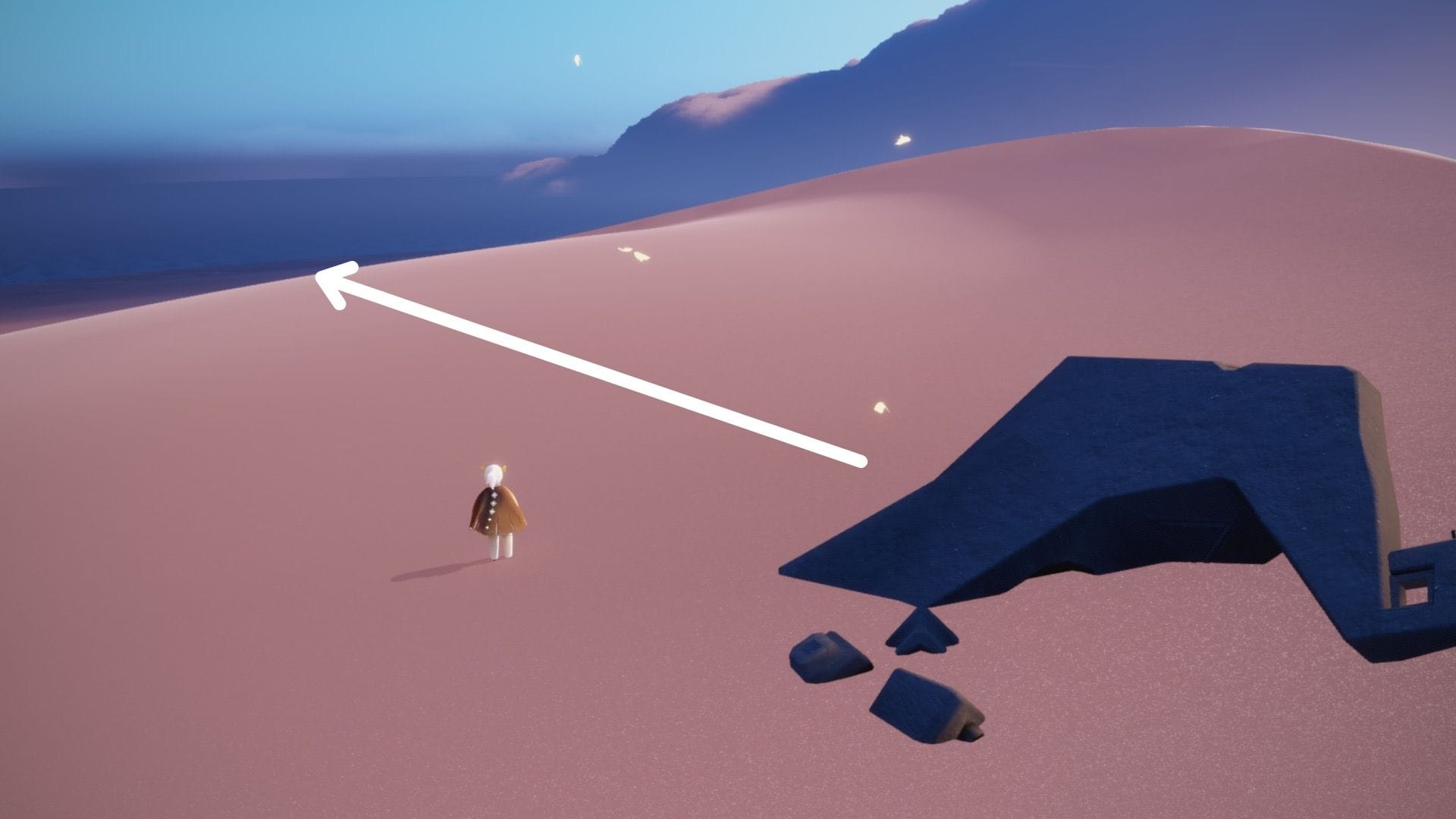 船に着いたら、左にある海方面へ移動します。