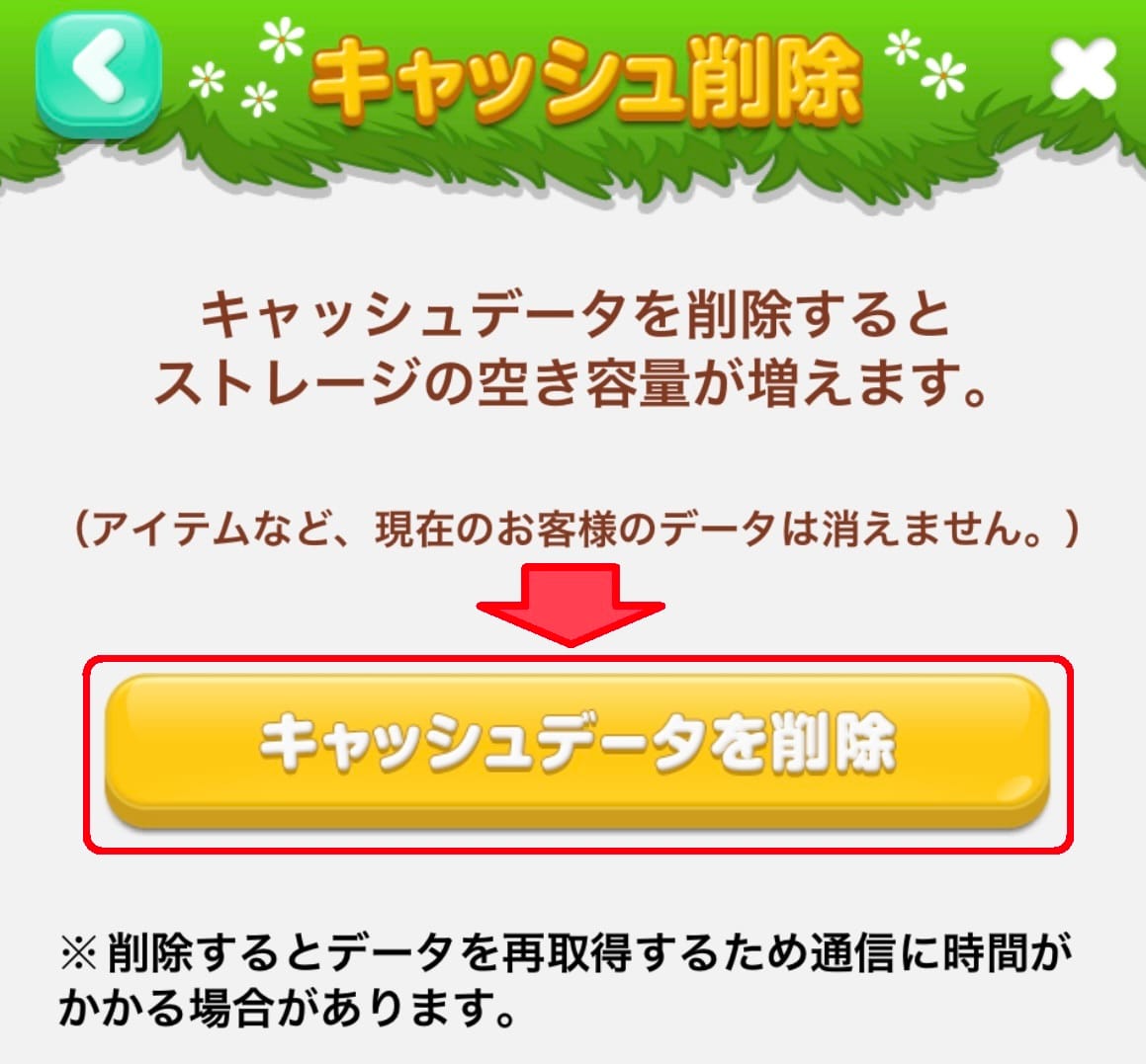 キャッシュ削除実行