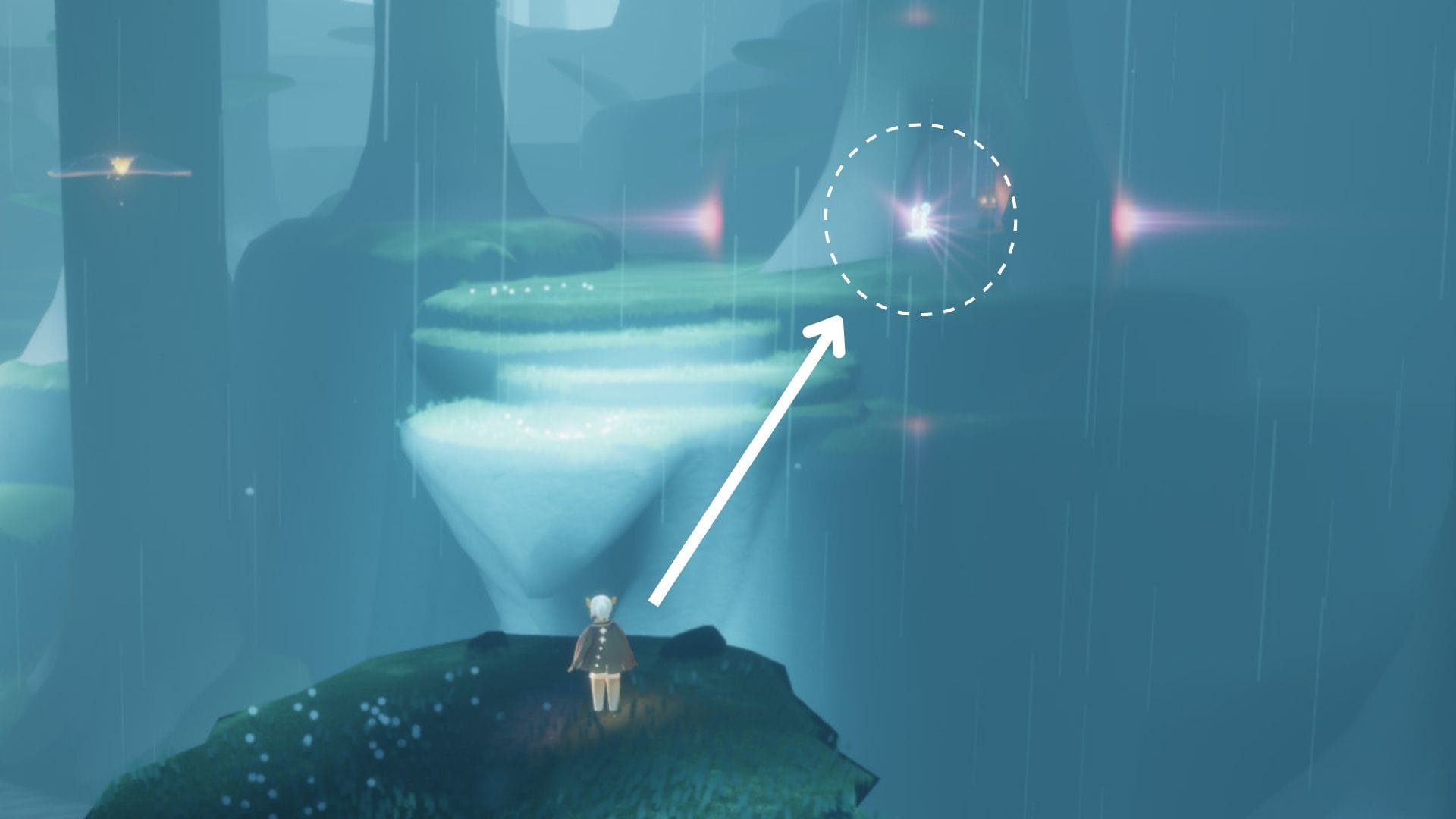 5.2つ目の対岸に飛び移る際に、精霊の姿が確認できます。