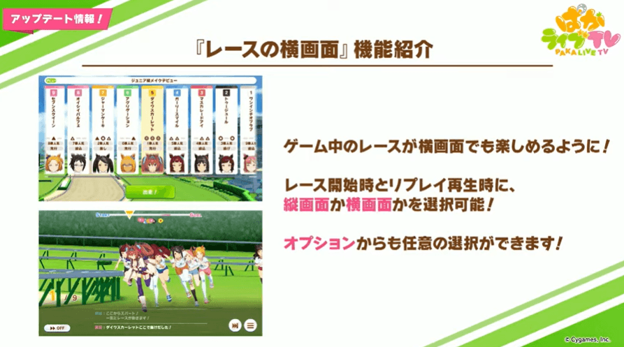 レースの横画面化