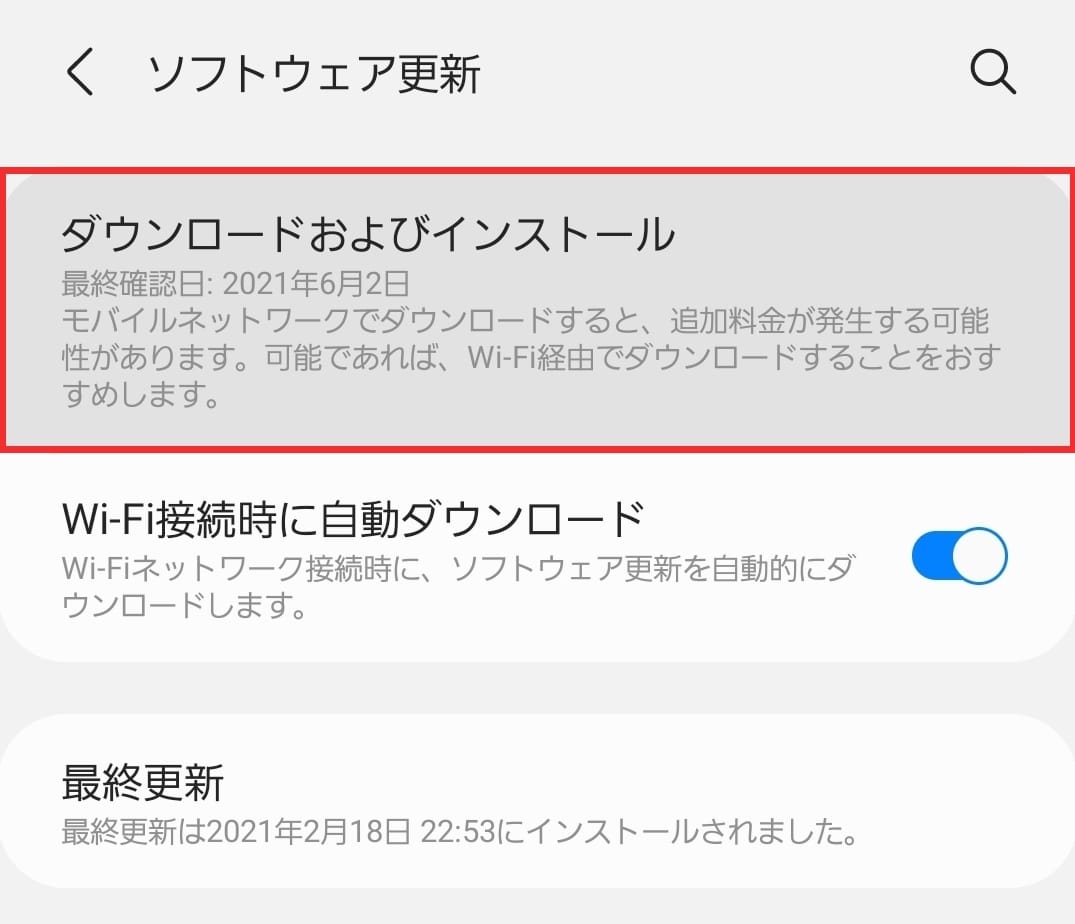 ダウンロード及びインストールをタップ