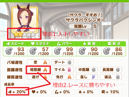 サクラバクシンオーステータス