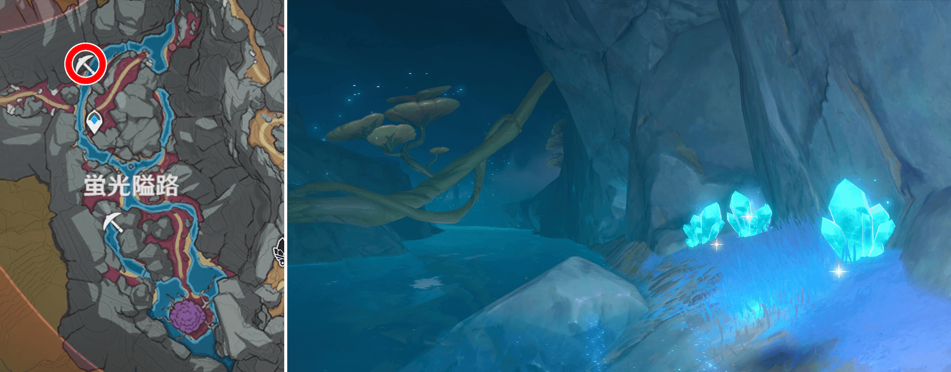 水晶(蛍光隘路の北)