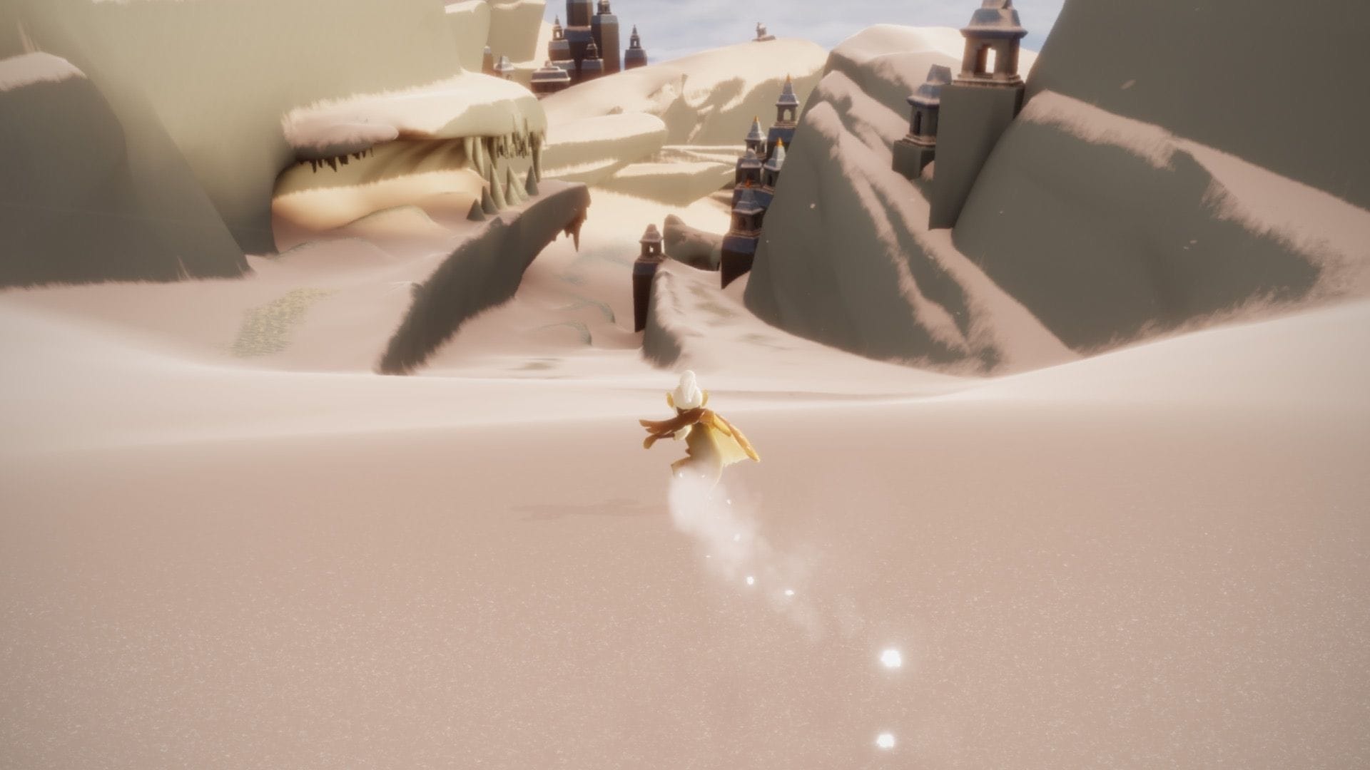 坂道を滑り、スケート場の広場を目指します。