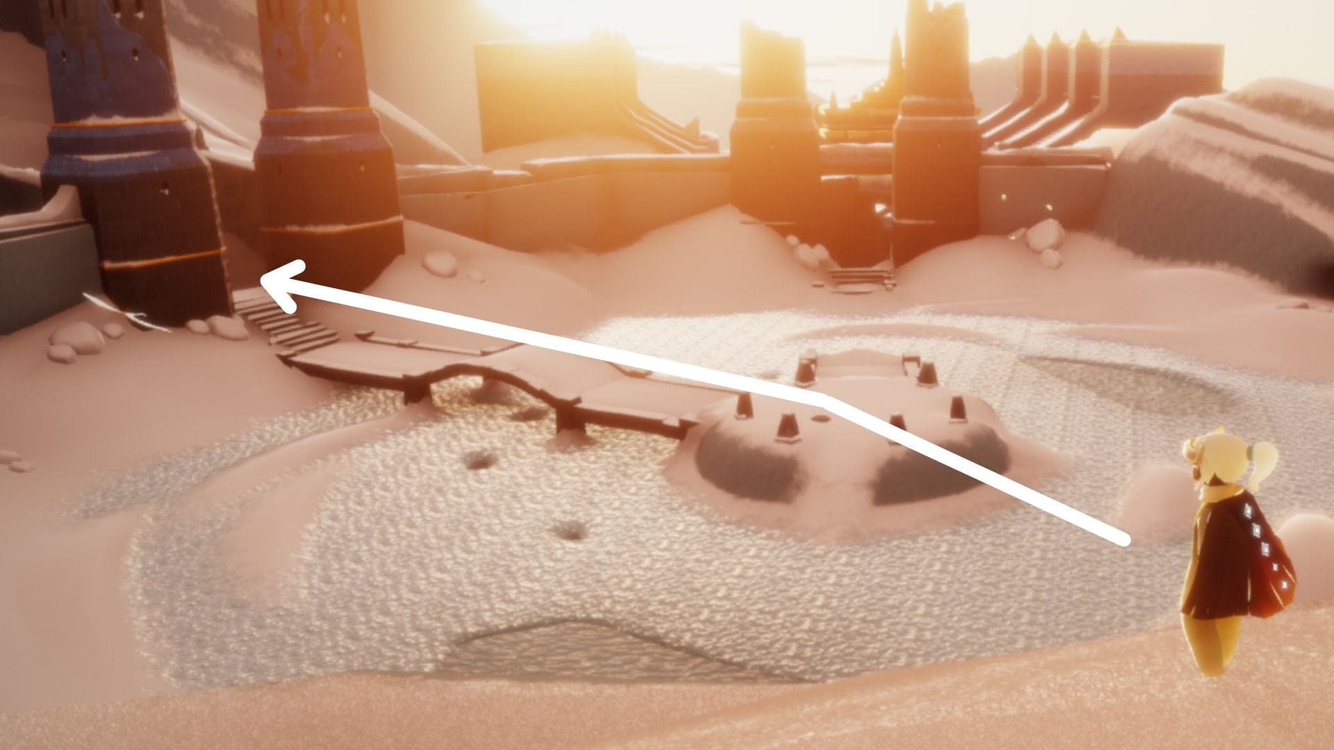 スケート場に着いたら左側（天球儀エリア）へ向いましょう。