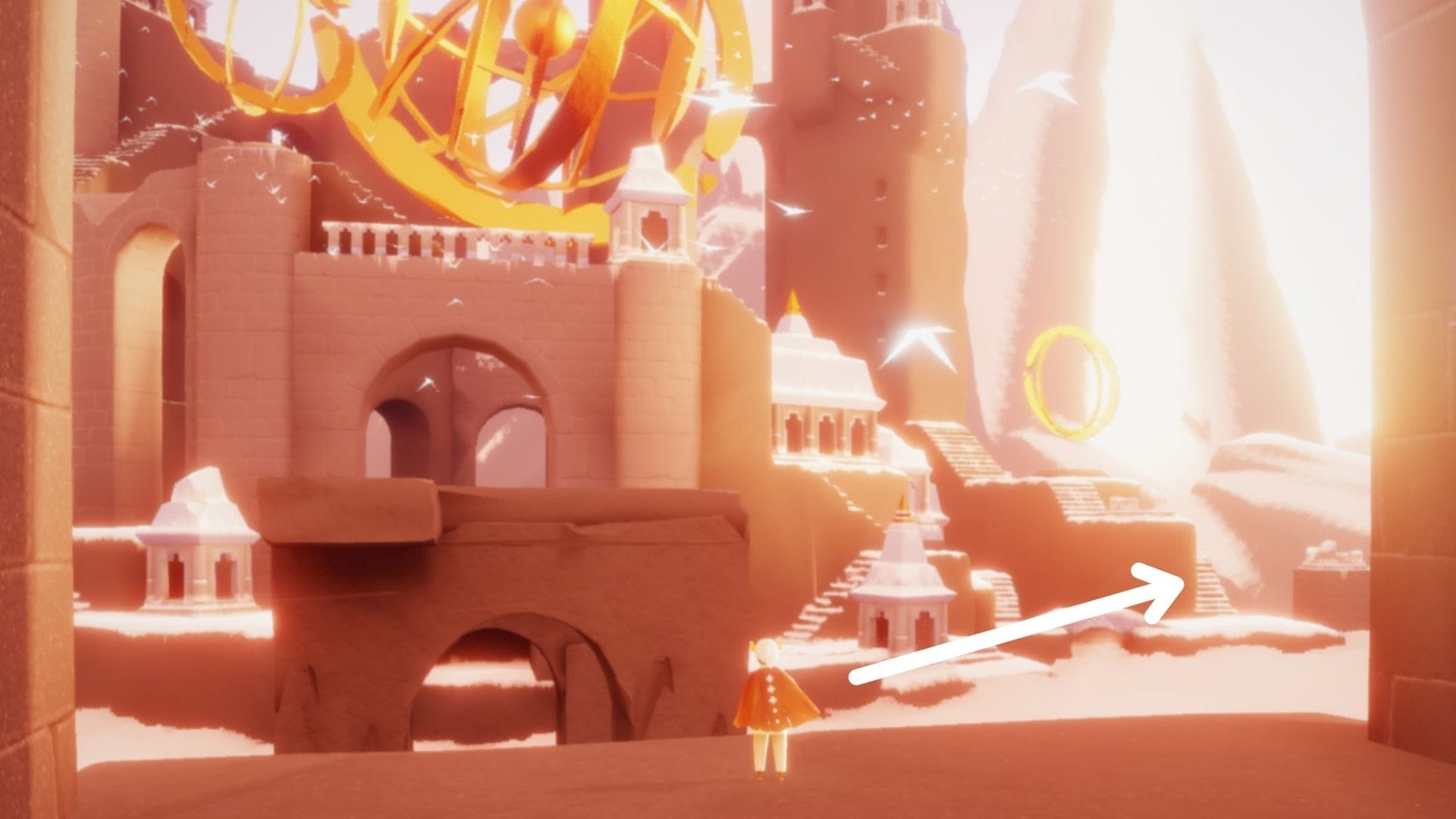 巨大な天球儀が見えたら、右奥の小さな天球儀を目指して移動しましょう。