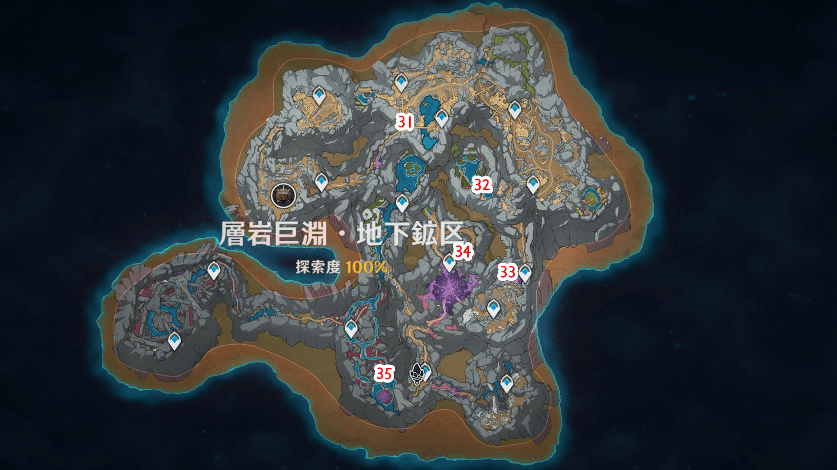 展望ポイント(層岩巨淵の地下)