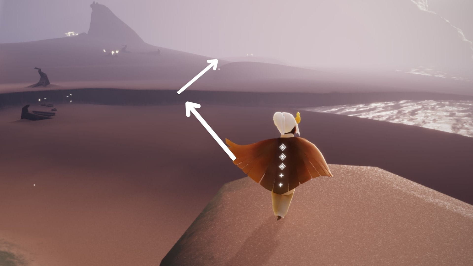 2.洞窟を抜けて、右奥にある砂丘へ向かってください。