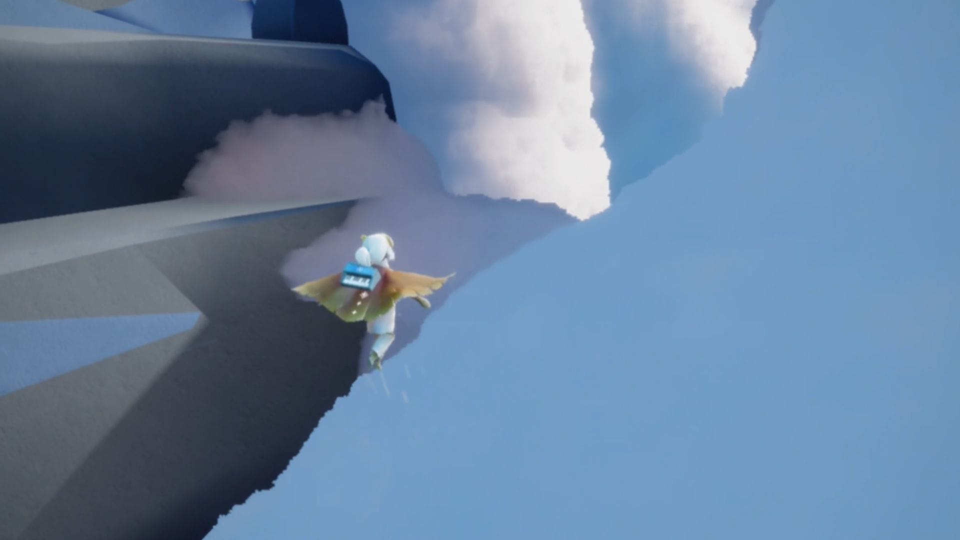 神殿の横にある雲に沿って、上空へ飛びます。3