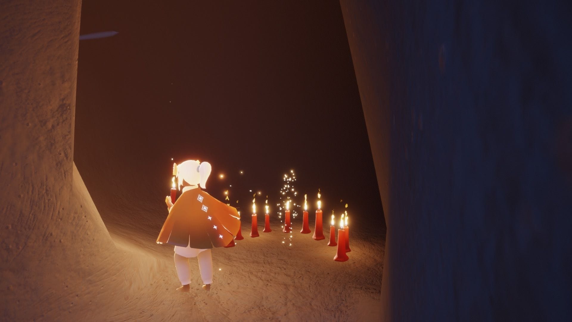 砂漠の右側にある洞窟