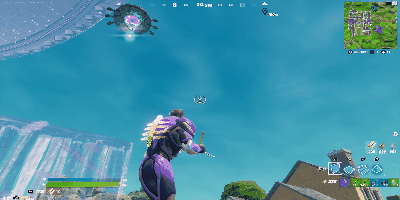 フォートナイトで爆発ダメージを避けるため壁を2枚建てる