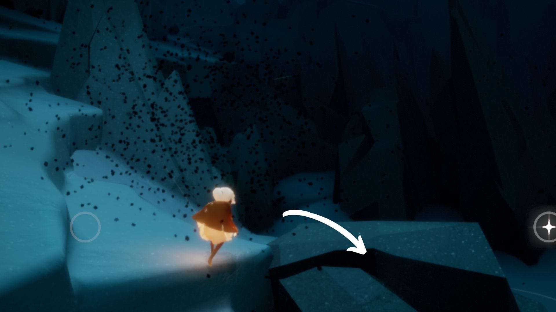 岩石ゾーンの手前で下へ降りる