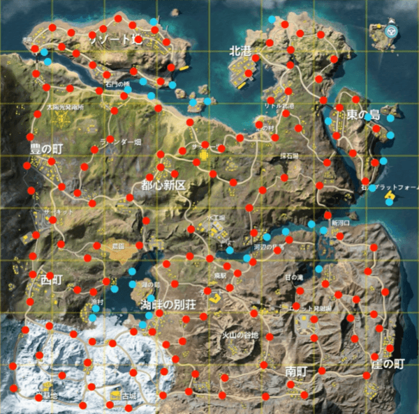 荒野行動　嵐の半島　乗り物出現マップ