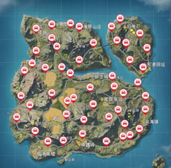 荒野行動　激戦野原　乗り物出現マップ①