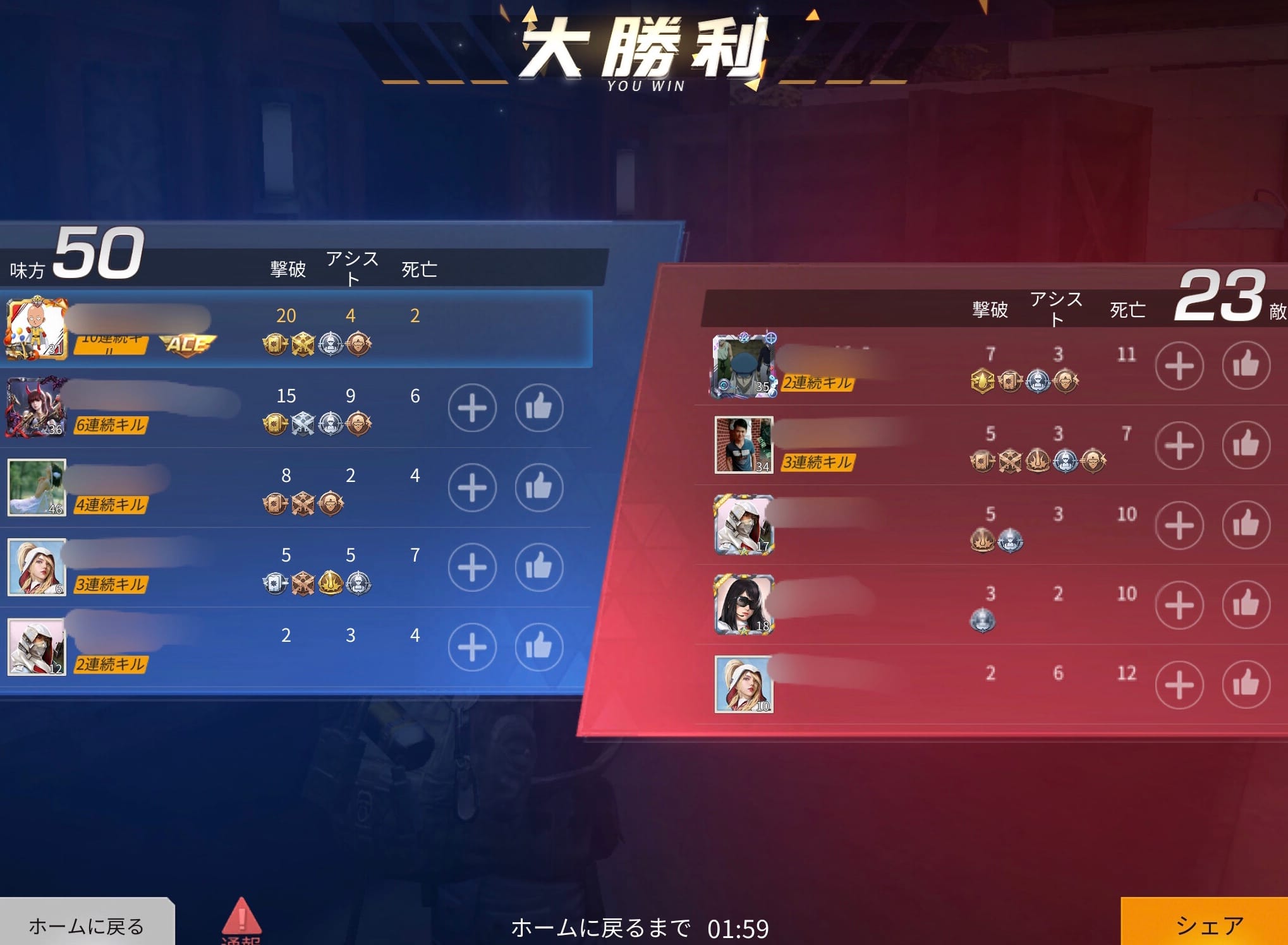 50ポイント先取したチームの勝利