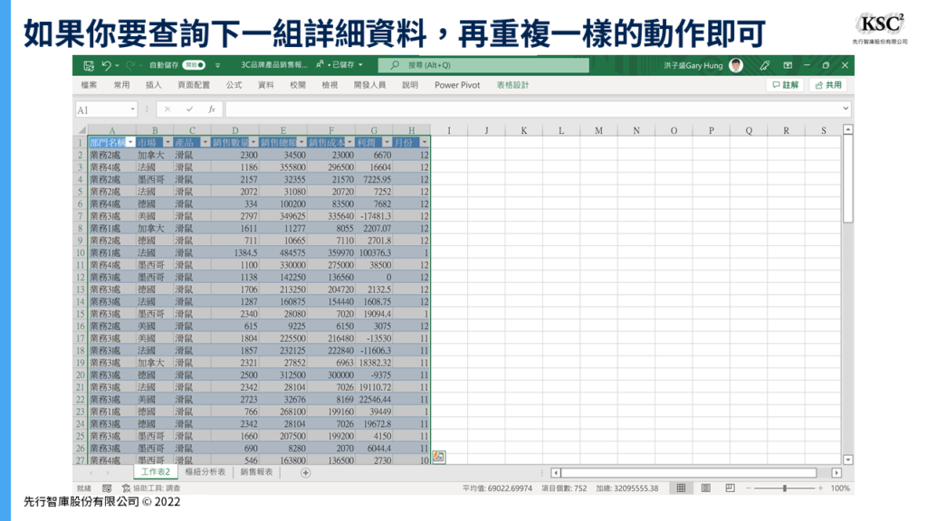 Excel樞紐分析】顯示詳細資料