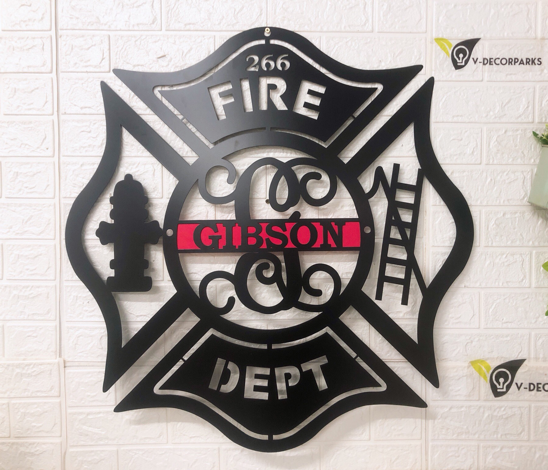Monogram Door Hanger, Firefighter Gift,