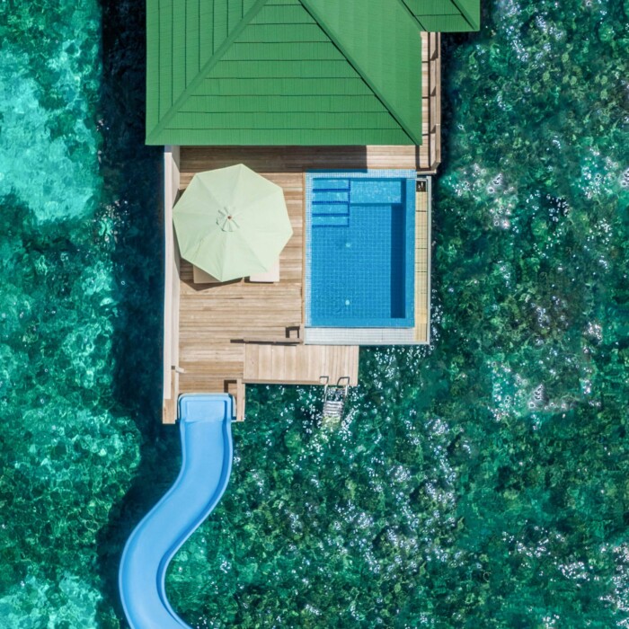 Lagoon Villa with Pool + Slide Aerial
