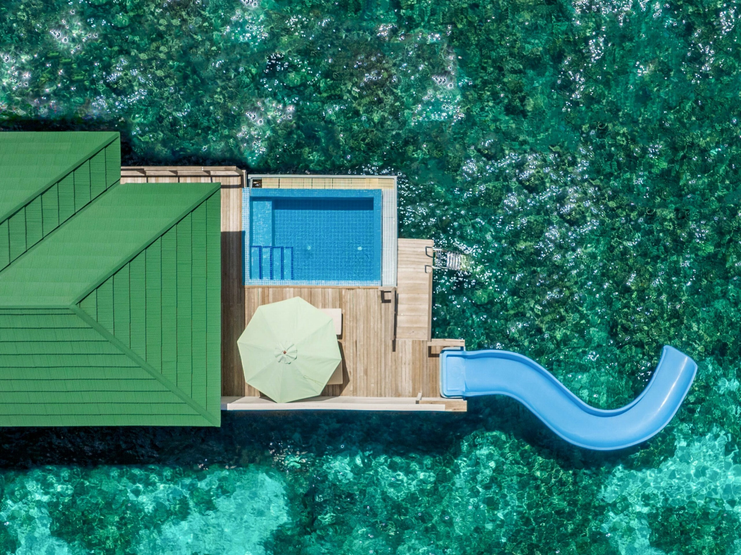 Lagoon Villa with Pool Slide Aerial scaled e1673248458485