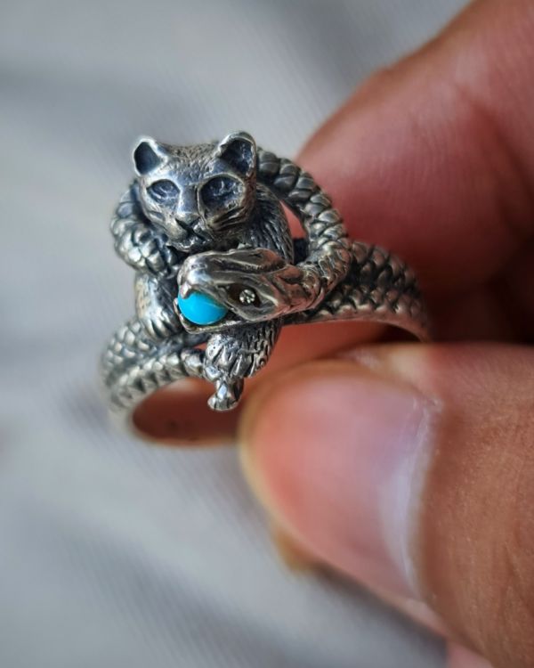 Nhẫn đôi bạc nhẫn cặp bạc đẹp kiểu con mèo và xương cá ND0435 - Trang sức  TNJ