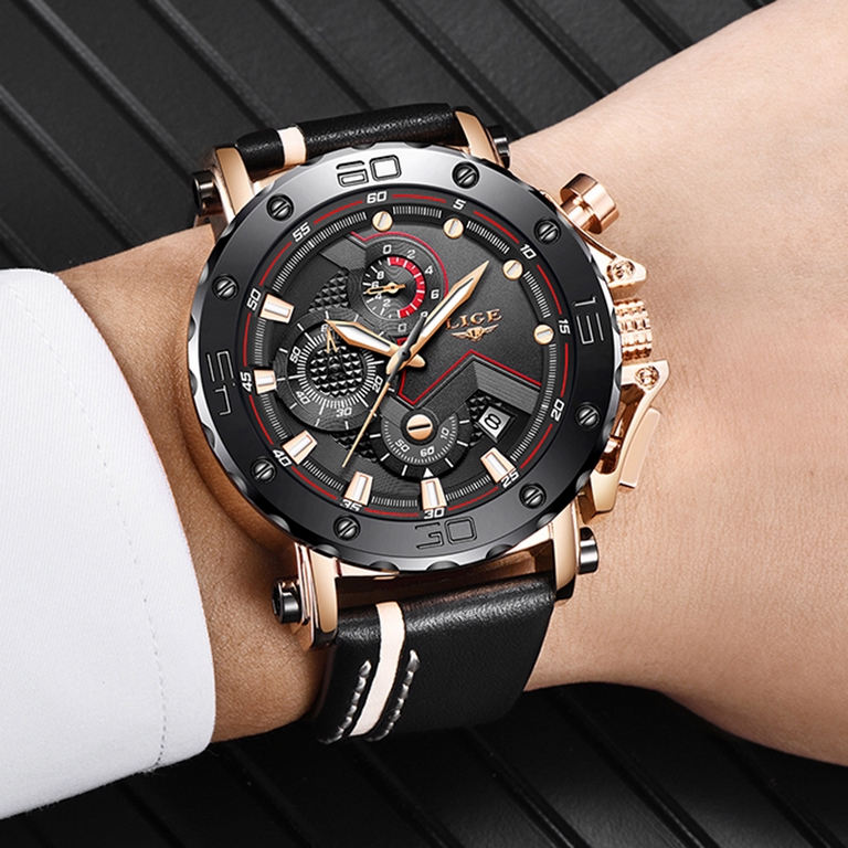 メカニカル メンズ 高級 クロノグラフ 腕時計 レロジオ 茶×黒 専用箱 